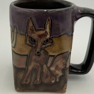 Share Mara Coffee Mug Coyote Cactus Mexico Stoneware Art Pottery 16 Oz Large &